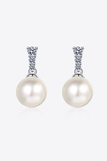  Moissanite Pearl Drop Earrings