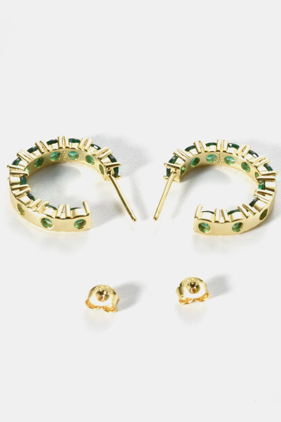 Inlaid Zircon C-Hoop Earrings