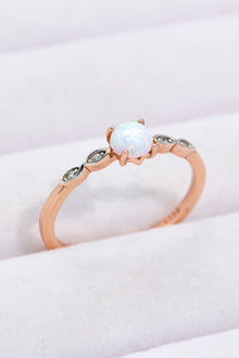  Opal Contrast Platinum-Plated Ring