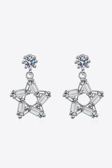  925 Sterling Silver Inlaid Moissanite Star Earrings