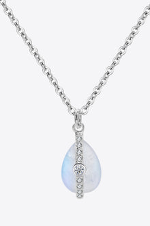  Natural Moonstone and Zircon Pendant Necklace