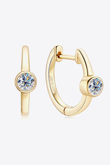  18k Gold-Plated Inlaid Moissanite Huggie Earrings