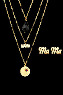  Triple-layer MAMA I LOVE YOU 18K gold-plated Pemdant Combo Deal