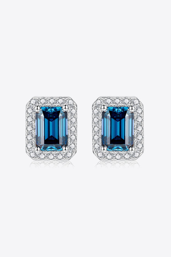 2 Carat Moissanite Stud Earrings in Indigo