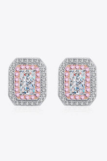  1 Carat Moissanite and Zircon Contrast Geometric Stud Earrings