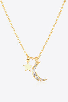  Zircon Star and Moon Pendant Necklace