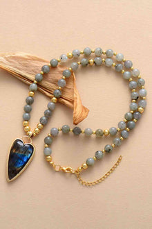  Natural Stone Pendant Beaded Necklace