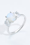 Natural Moonstone and Zircon Ring