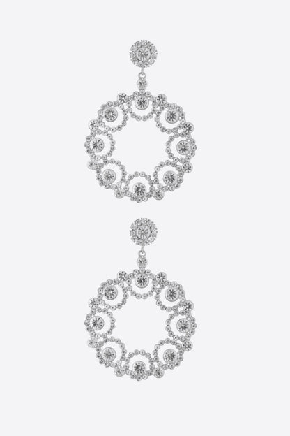 Alloy Rhinestone Round Drop Earrings