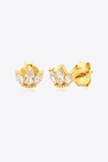  925 Sterling Silver Zircon Decor Stud Earrings