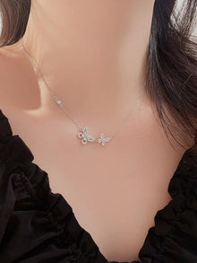  Zircon 925 Sterling Silver Butterfly Necklace