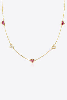  Inlaid Zircon Heart Necklace