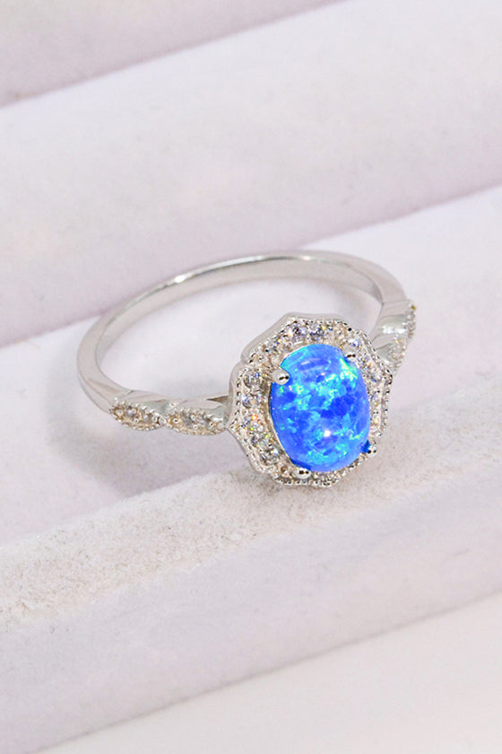 Opal and Zircon 925 Sterling Silver Ring