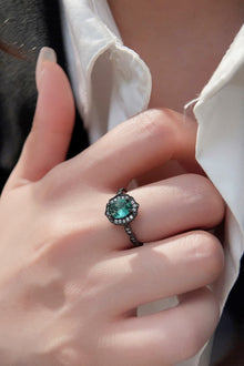  925 Sterling Silver Paraiba Tourmaline 4-Prong Ring