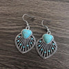 Artificial Turquoise Rhinestone Heart and Leaf Shape Earrings