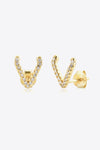 Zircon Letter V Stud Earrings