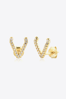  Zircon Letter V Stud Earrings