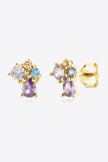  Multicolored Zircon 925 Sterling Silver Stud Earrings