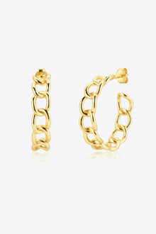  Chain C-Hoop 925 Sterling Silver Earrings