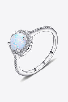  Platinum-Plated 4-Prong Opal Ring