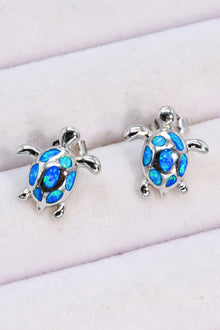  Opal Turtle Platinum-Plated Stud Earrings