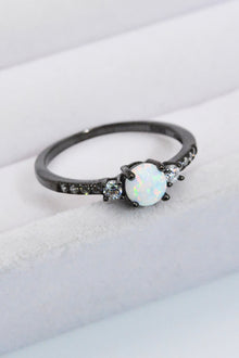  925 Sterling Silver Round Opal Ring