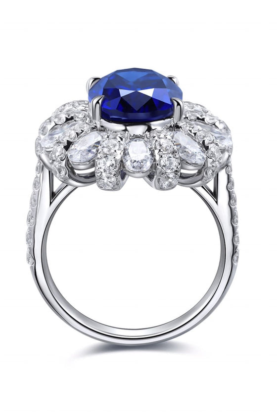 5 Carat Lab-Grown Sapphire Flower Shape Ring