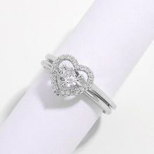  2 Piece Heart Shape Zircon 925 Sterling Silver Ring