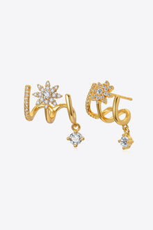  18K Gold Plated Flower Zircon Earrings