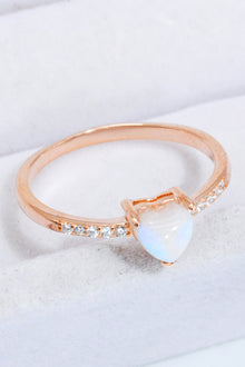  Natural Moonstone Heart 18K Rose Gold-Plated Ring