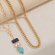  2 Piece Imitation Gemstone Alloy Necklace