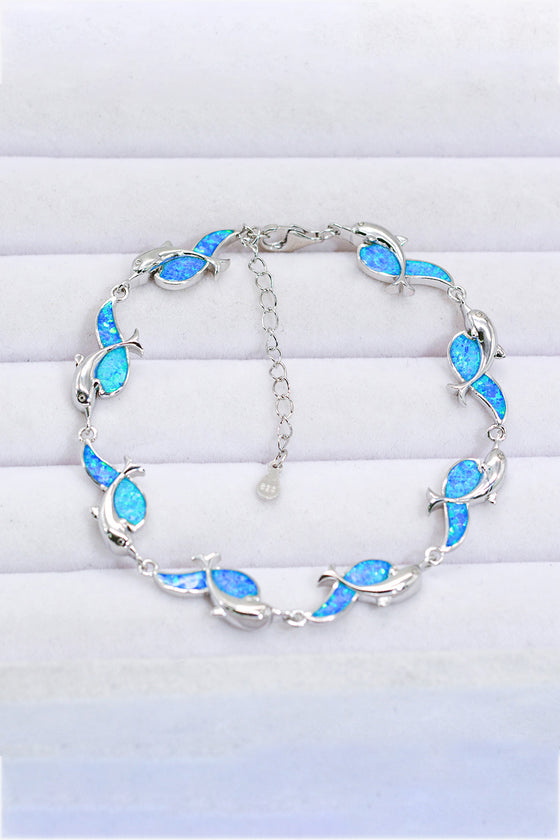 Opal Dolphin 925 Sterling Silver Bracelet