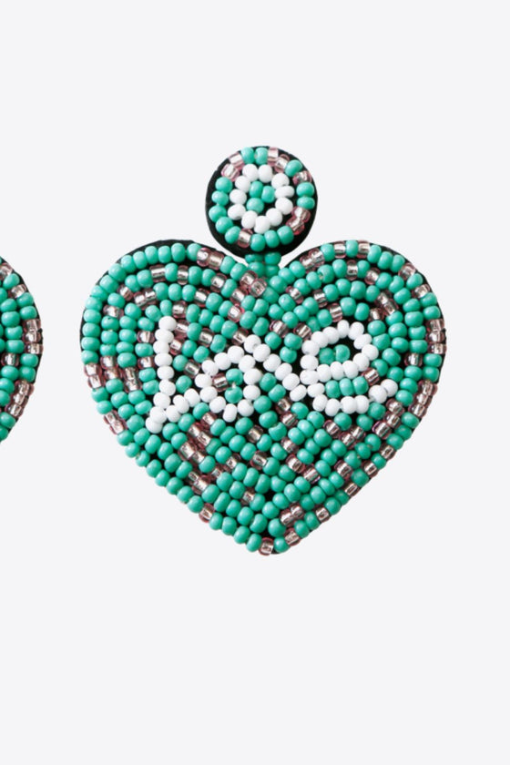 LOVE Beaded Heart Earrings