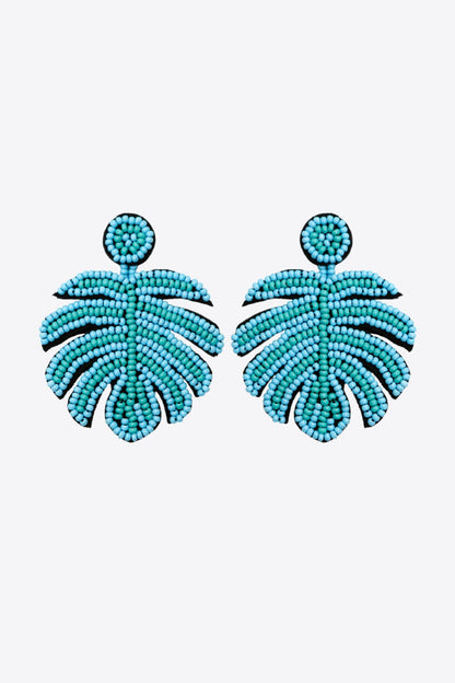 Beaded Banana Leaf Earrings