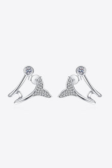  Moissanite Fishtail Rhodium-Plated Earrings