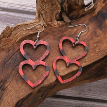  Cutout Heart Shape Wood Earrings