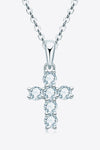 925 Sterling Silver Cross Moissanite Pendant Necklace