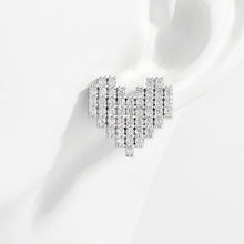  925 Sterling Silver Inlaid Zircon Heart Stud Earrings