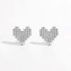 925 Sterling Silver Inlaid Zircon Heart Stud Earrings