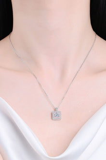  1 Carat Moissanite Square Pendant Chain Necklace