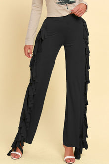  Fringe Trim Wide Leg Pants