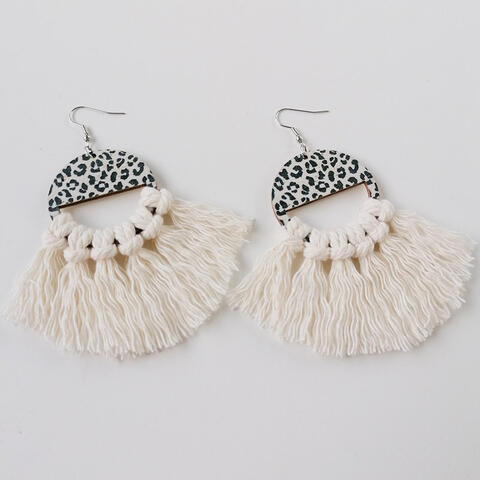 Tassel Detail Leopard Drop Earrings