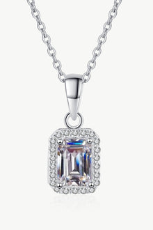  Square Moissanite Pendant Chain Necklace