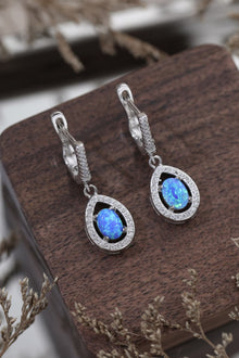  Opal Pear Shaped Drop Earrings