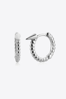  925 Sterling Silver Ribbed Huggie Earrings