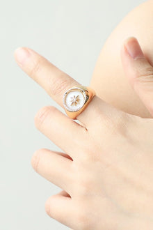  White Mother-Of-Pearl Alloy Ring