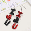 PU Leather Iron Hook Dangle Earrings