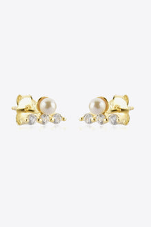  Zircon and Pearl 925 Sterling Silver Stud Earrings