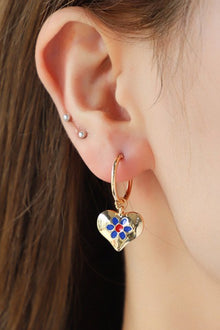  Contrast Copper Heart Drop Earrings