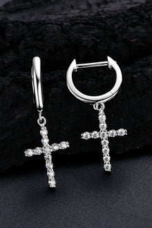  925 Sterling Silver Moissanite Cross Earrings